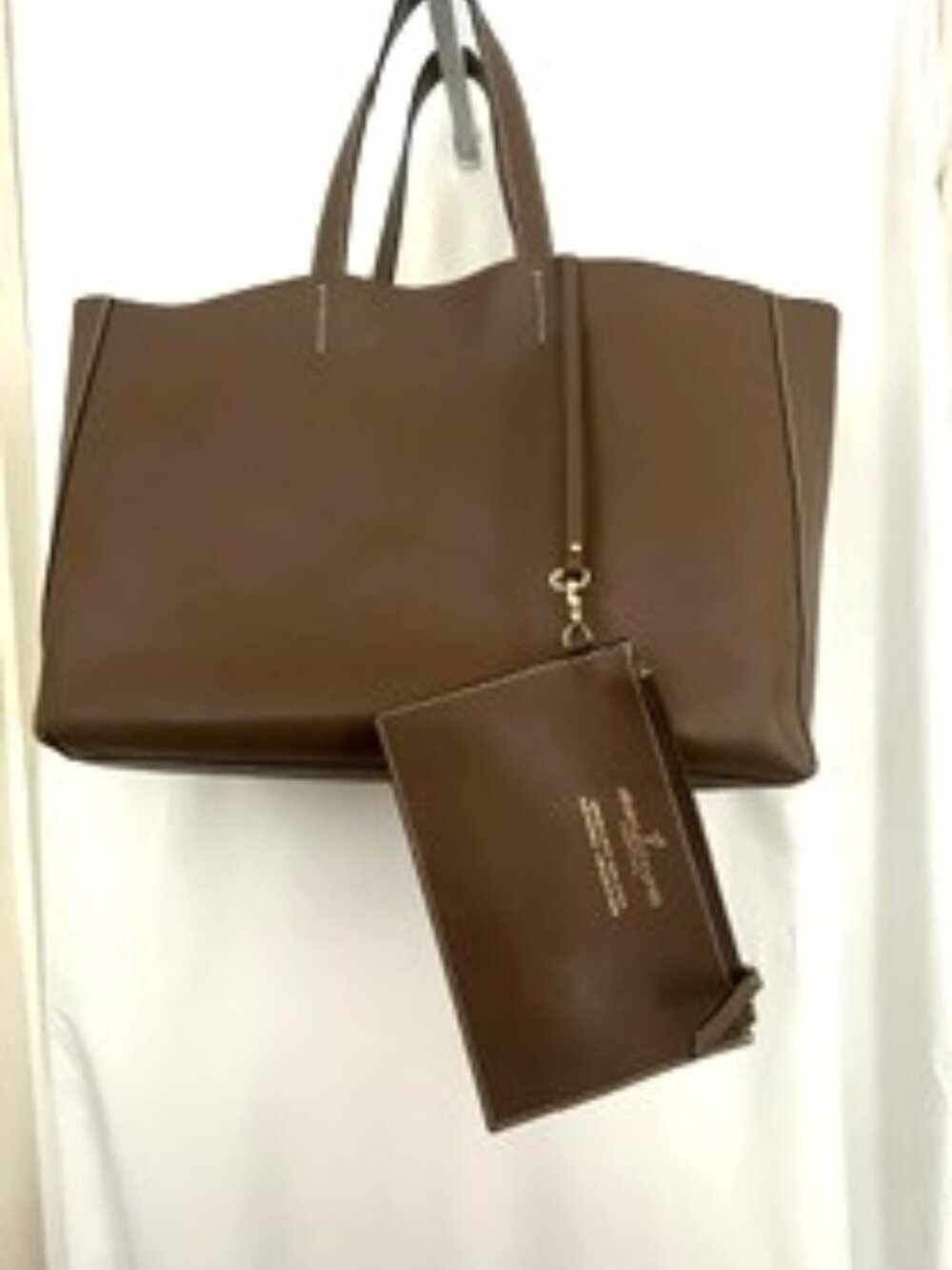 Alberta Di Canio Italian Leather Tan Tote Bag 19x12" Large Genuine Leather